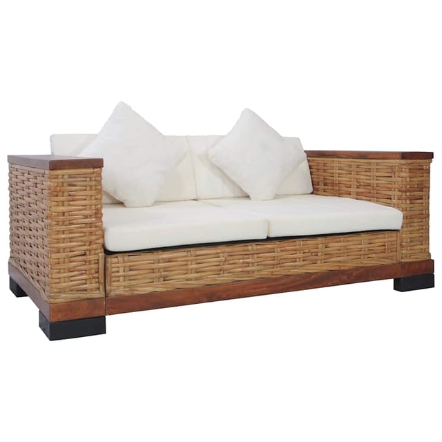 Vidaxl - 2-sitzer-sofa Mit Auflagen Braun Natur Rattan