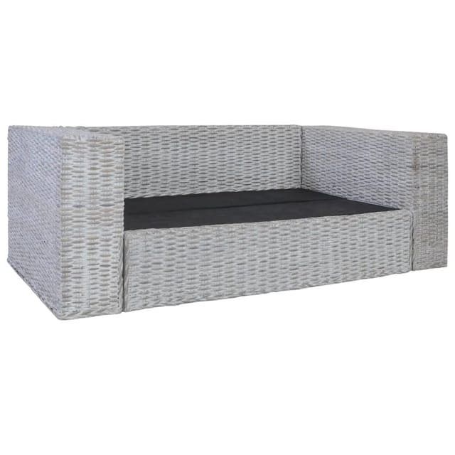 vidaXL 2-Sitzer-Sofa mit Polstern Grau Natürliches Rattan