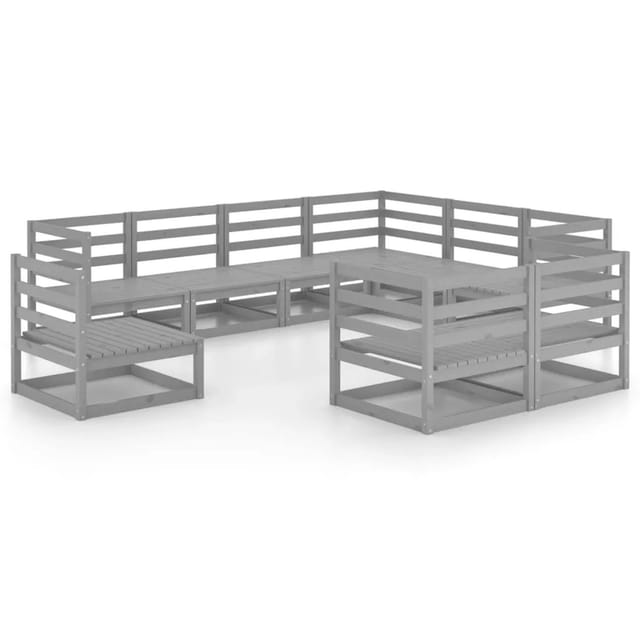 vidaXL 9-tlg Garten-Lounge-Set Grau Kiefer Massivholz Modell 17