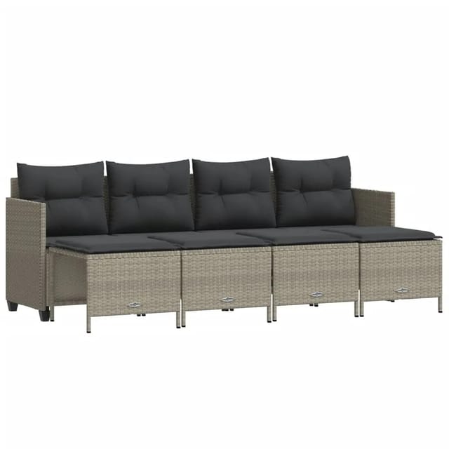 vidaXL 5-tlg Garten-Sofagarnitur mit Kissen Hellgrau Poly Rattan Modell 4