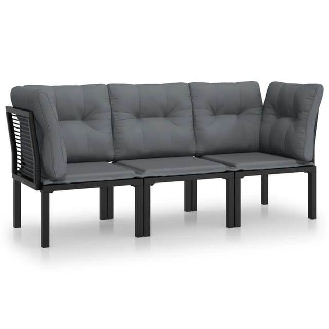 vidaXL 3-tlg Garten-Lounge-Set Schwarz und Grau Poly Rattan Modell 2