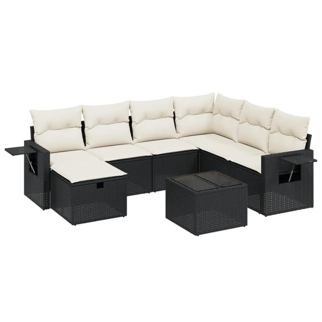 vidaXL 8-tlg Garten-Sofagarnitur mit Kissen Schwarz Poly Rattan Modell 163