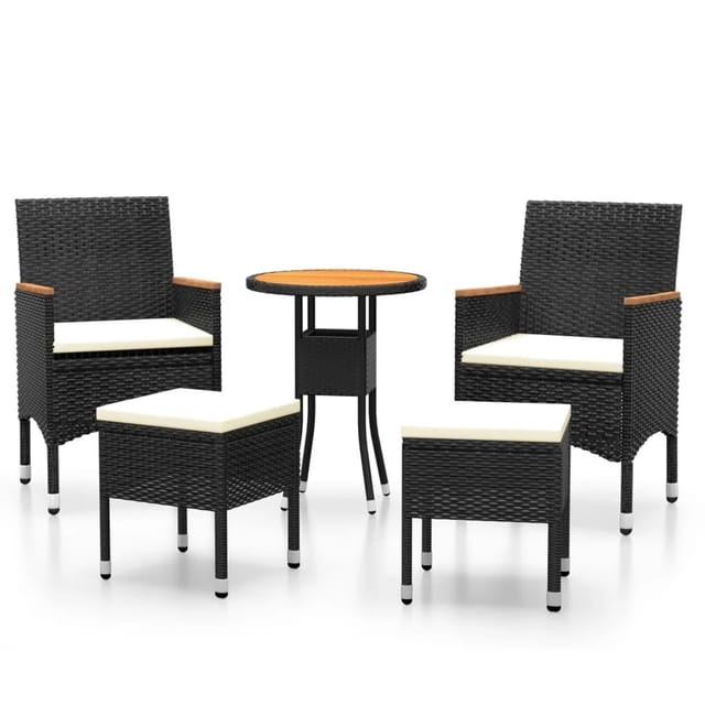 vidaXL 5-tlg Garten-Lounge-Set Poly Rattan Schwarz Modell 6