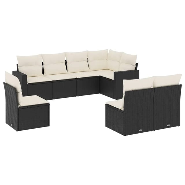 vidaXL 8-tlg Garten-Sofagarnitur mit Kissen Schwarz Poly Rattan Modell 20