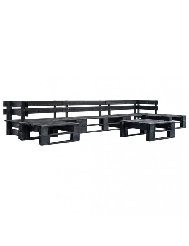 vidaXL 6-tlg Garten-Paletten-Sofagarnitur Schwarz Holz Modell 2