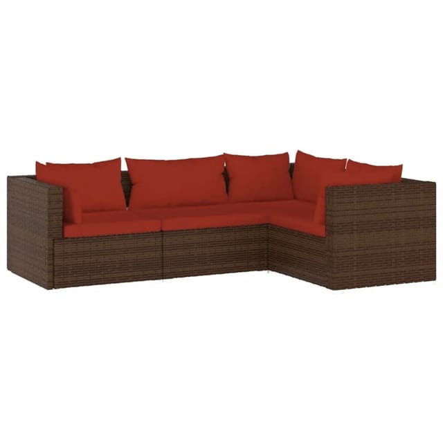 vidaXL 4-tlg Garten-Lounge-Set mit Kissen Poly Rattan Braun Modell 16