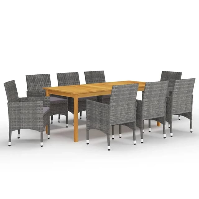 vidaXL 9-tlg Garten-Essgruppe Grau Modell 1