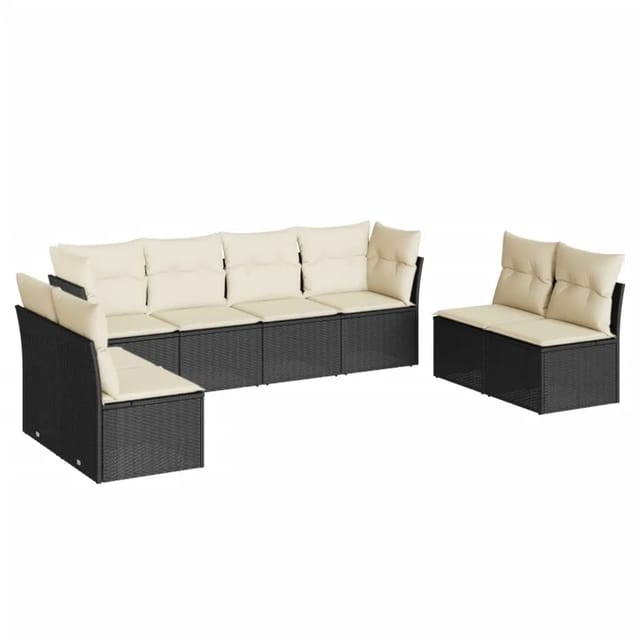 vidaXL 8-tlg Garten-Sofagarnitur mit Kissen Schwarz Poly Rattan Modell 8