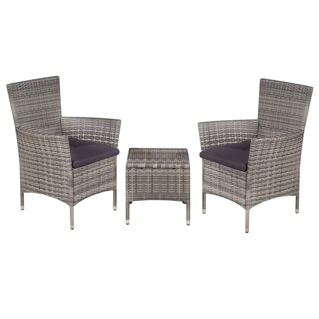 vidaXL 3-tlg Bistro-Set Poly Rattan Grau