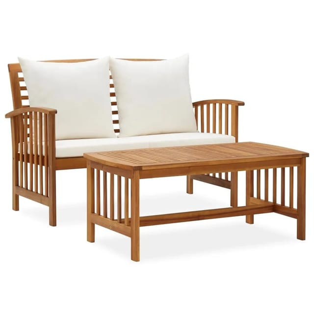 vidaXL 2-tlg Garten-Lounge-Set mit Kissen Massivholz Akazie Modell 1