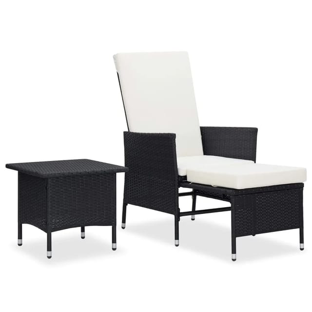 vidaXL 2-tlg Garten-Lounge-Set mit Kissen Poly Rattan Schwarz Modell 3