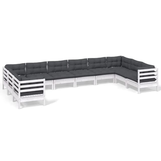 vidaXL 10-tlg Garten-Lounge-Set mit Kissen Weiß Kiefernholz Modell 8