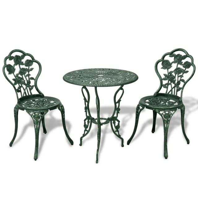 vidaXL 3-tlg Bistro-Set Aluminiumguss Grün Modell 1