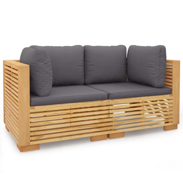 vidaXL Garten-Ecksofas mit Kissen 2 Stk. Massivholz Teak