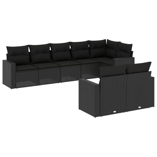 vidaXL 8-tlg Garten-Sofagarnitur mit Kissen Schwarz Poly Rattan Modell 5