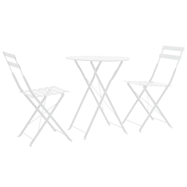 vidaXL 3-tlg Bistro-Set Stahl Weiß