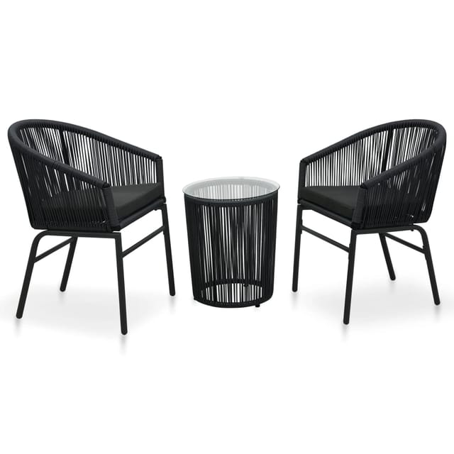 vidaXL 3-tlg Bistro-Set mit Kissen PE-Rattan Schwarz