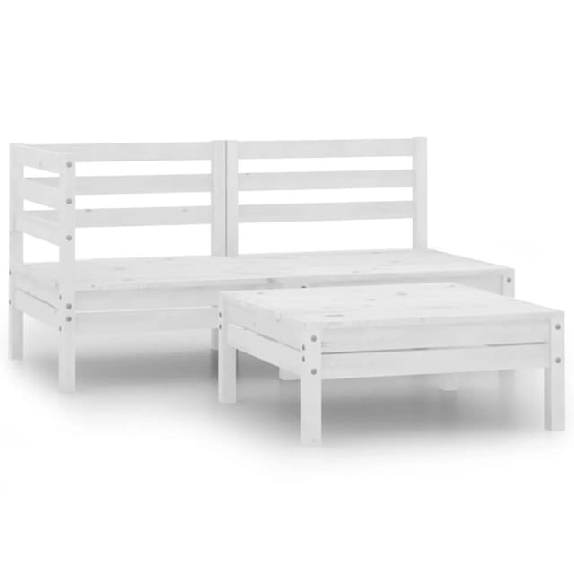 vidaXL 3-tlg Garten-Lounge-Set Massivholz Kiefer Weiß Modell 1