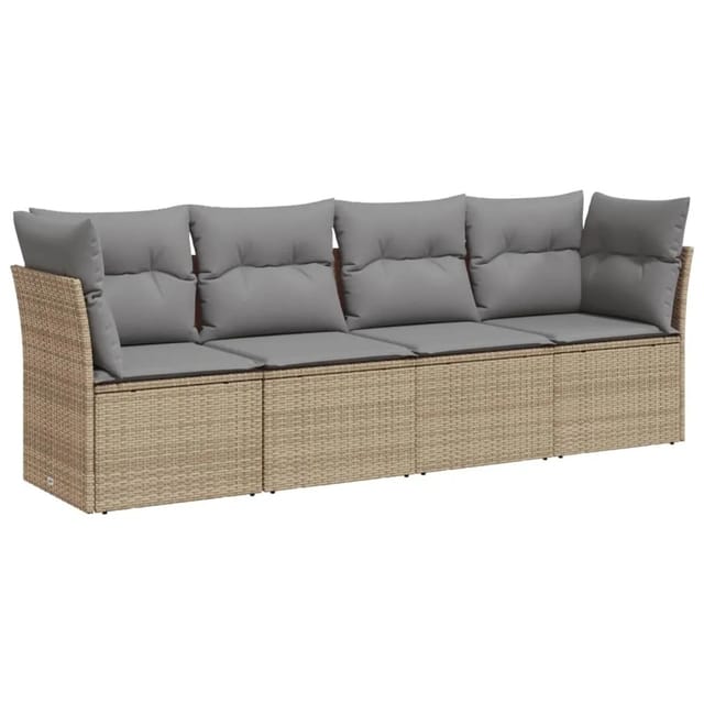 vidaXL 4-tlg Garten-Sofagarnitur mit Kissen Beige Poly Rattan Modell 20