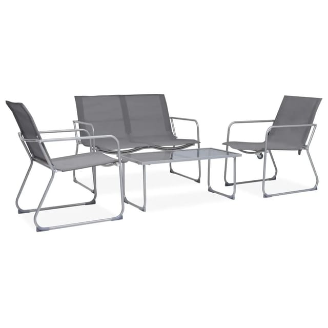 vidaXL 4-tlg Garten-Lounge-Set Stoff und Stahl Grau