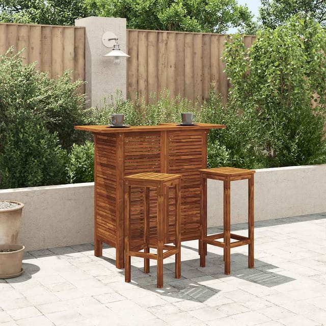 vidaXL Bartisch und Stuhl-Set 3-tlg Akazienholz Massiv