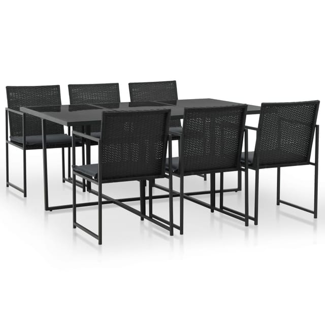 vidaXL 7-tlg Garten-Essgruppe mit Auflagen Poly Rattan Schwarz Modell 6