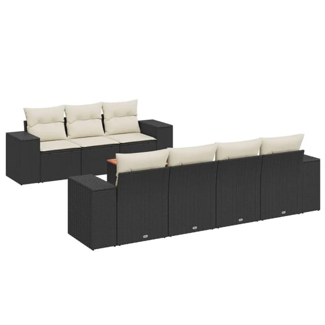 vidaXL 8-tlg Garten-Sofagarnitur mit Kissen Schwarz Poly Rattan Modell 11