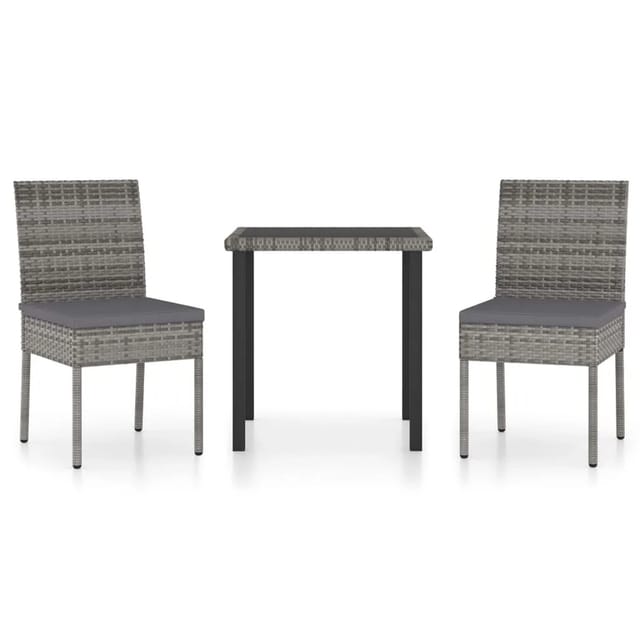 vidaXL 3-tlg Garten-Essgruppe Poly Rattan Grau Modell 1