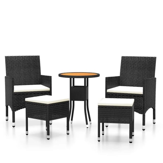 vidaXL 5-tlg Garten-Lounge-Set Poly Rattan Schwarz Modell 4