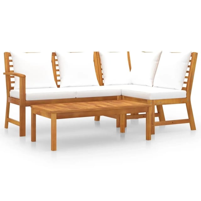 vidaXL 4-tlg Garten-Lounge-Set mit Auflagen Creme Massivholz Akazie Modell 5