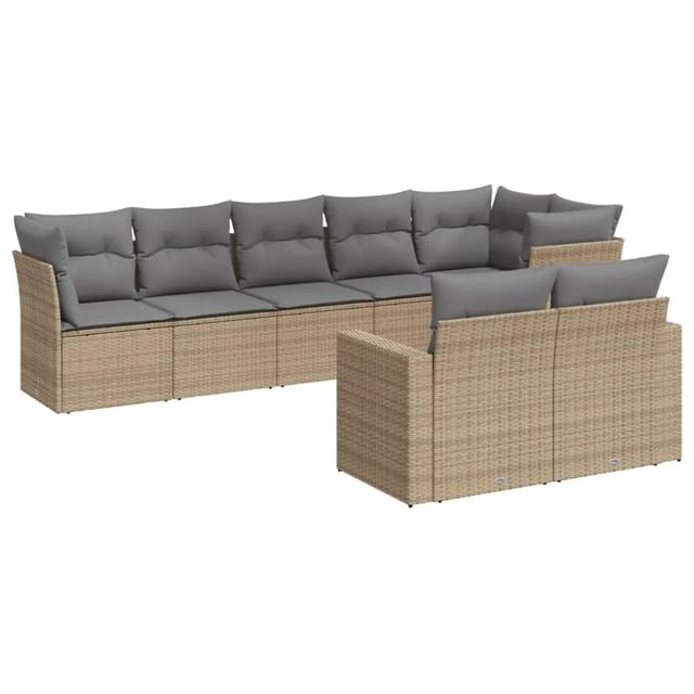 vidaXL 8-tlg Garten-Sofagarnitur mit Kissen Beige Poly Rattan Modell 27