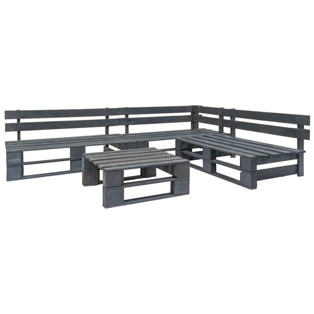 vidaXL 4-tlg Garten-Sofagarnitur aus Paletten Holz Grau Modell 1