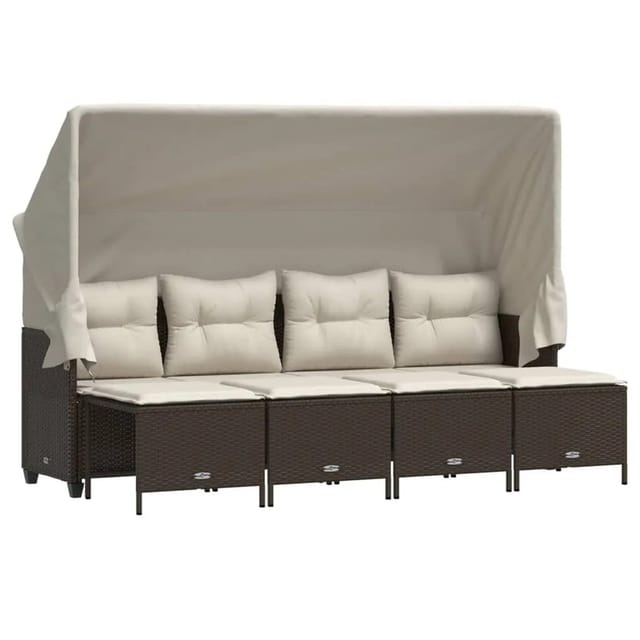 vidaXL 5-tlg Garten-Sofagarnitur mit Kissen Braun Poly Rattan Modell 5