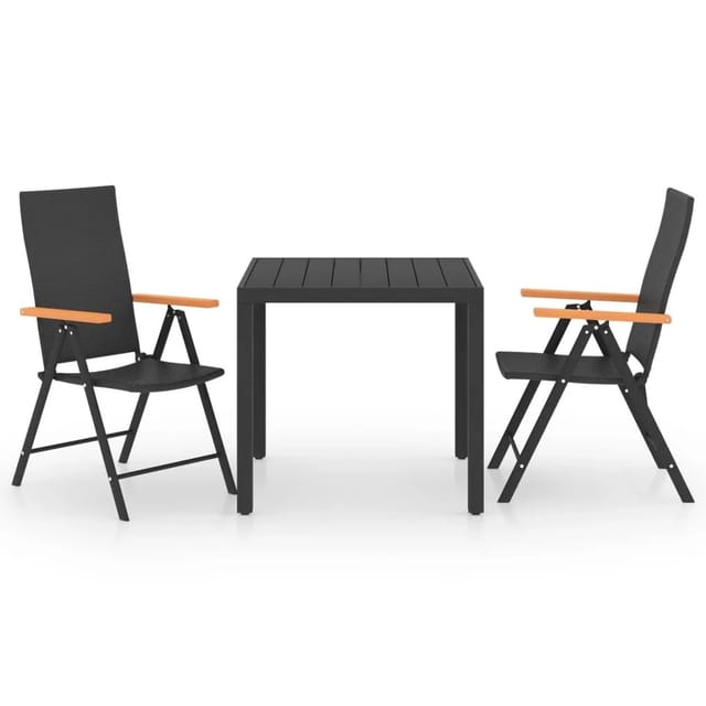 vidaXL 3-tlg Garten-Essgruppe Schwarz und Braun Modell 4