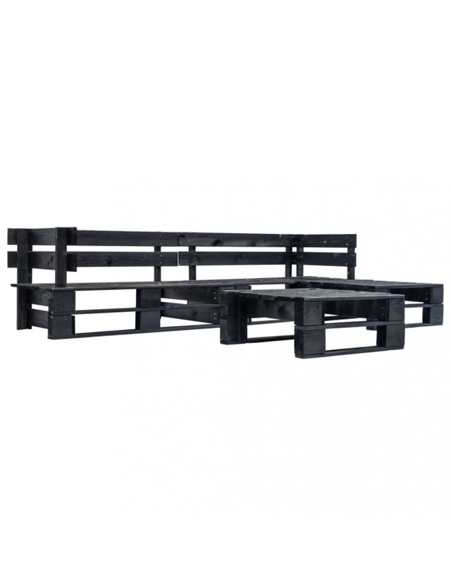 vidaXL 4-tlg Garten-Paletten-Sofagarnitur Schwarz Holz