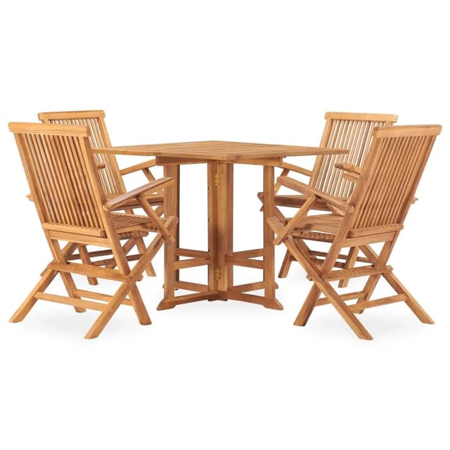 vidaXL 5-tlg Garten-Essgruppe Klappbar Massivholz Teak Modell 6