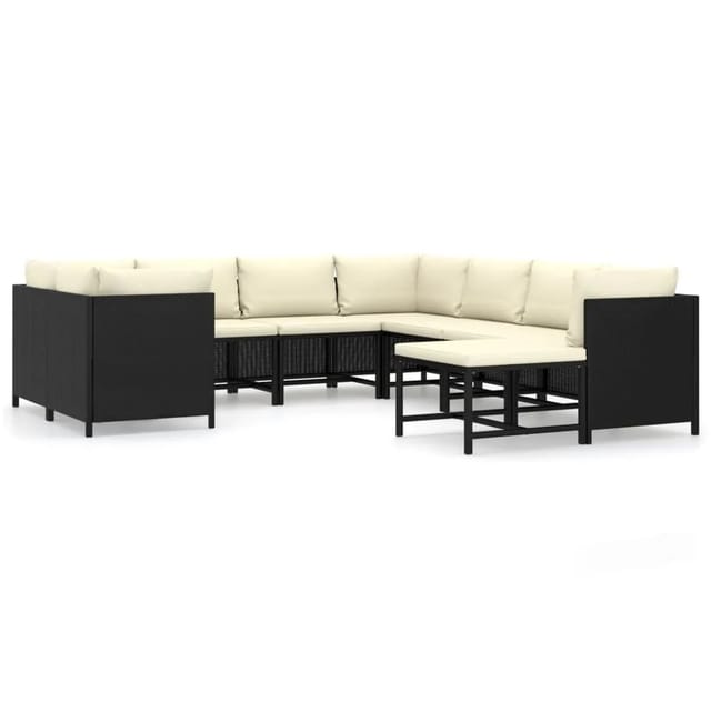 vidaXL 9-tlg Garten-Lounge-Set mit Kissen Poly Rattan Schwarz Modell 6