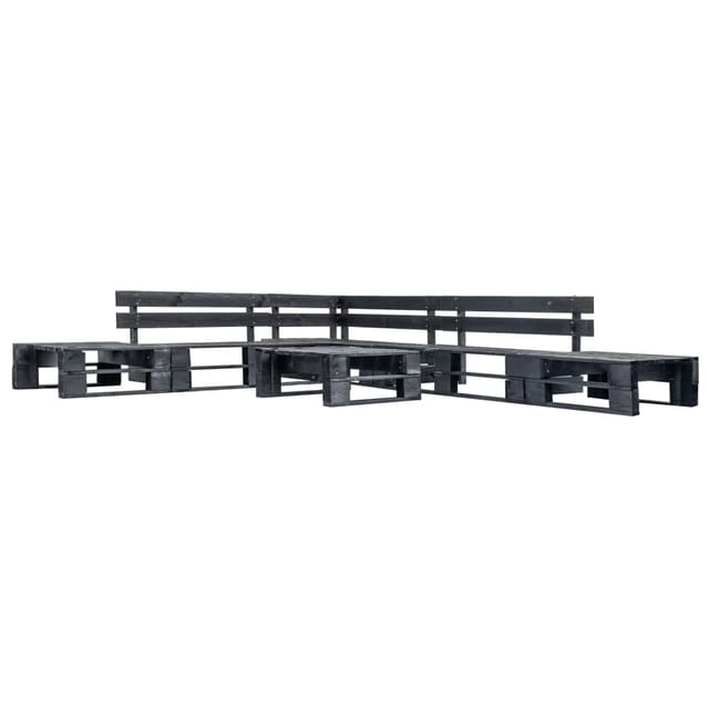 vidaXL 6-tlg Garten-Paletten-Sofagarnitur Schwarz Holz Modell 1