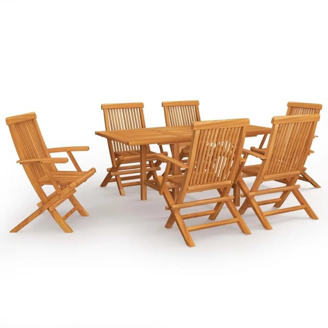 vidaXL 7-tlg Garten-Essgruppe Massivholz Teak Modell 21