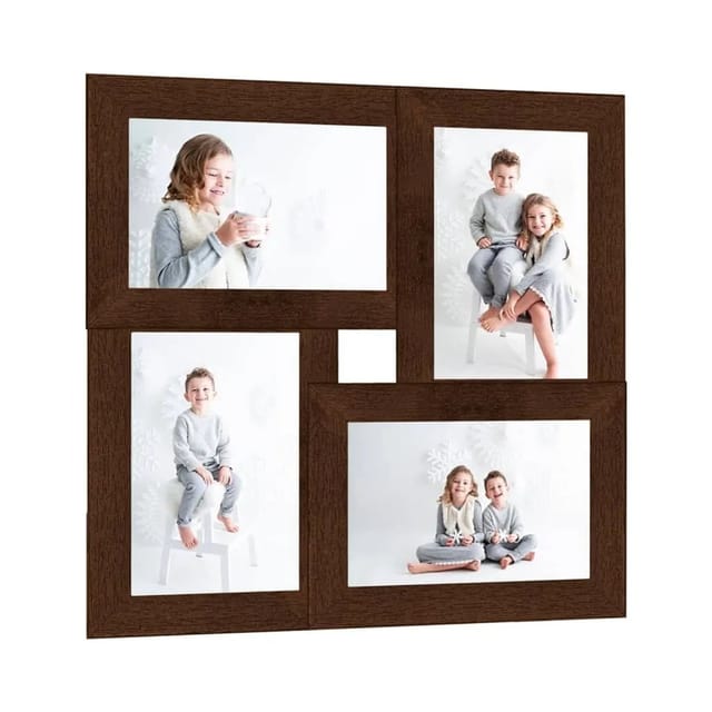 vidaXL Collage Bilderrahmen für 4x13x18 cm Fotos Dunkelbraun MDF