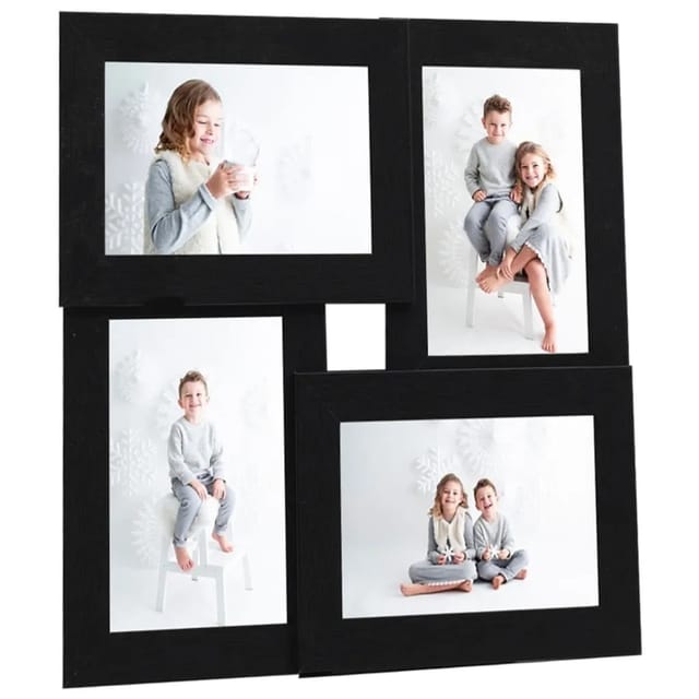 vidaXL Collage Bilderrahmen für 4x10x15 cm Fotos Schwarz MDF