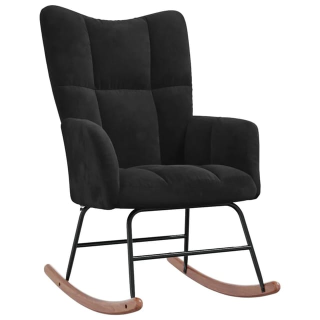 vidaXL Schaukelstuhl Schwarz Samt Modell 4