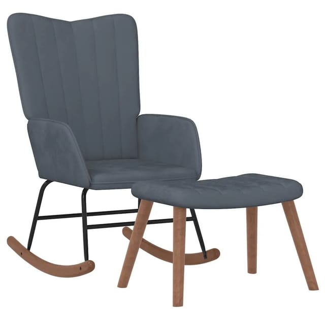 vidaXL Schaukelstuhl mit Hocker Samt Dunkelgrau Modell 1