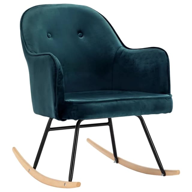 vidaXL Schaukelstuhl Blau Samt Modell 1