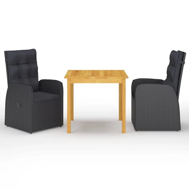 vidaXL 3-tlg Garten-Essgruppe Schwarz Modell 9