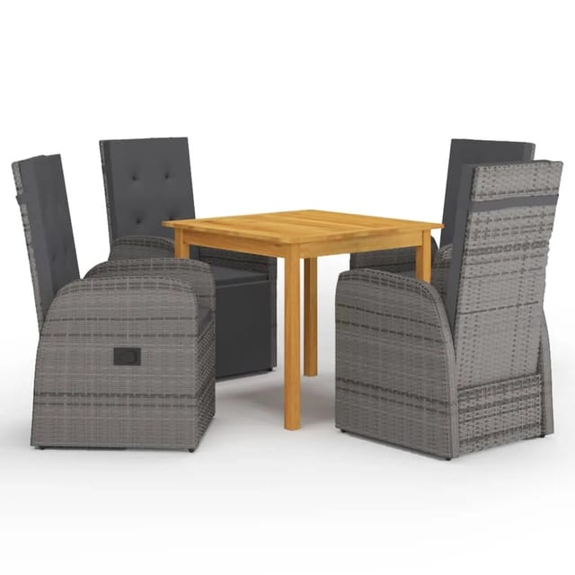vidaXL 5-tlg Garten-Essgruppe Grau Modell 7