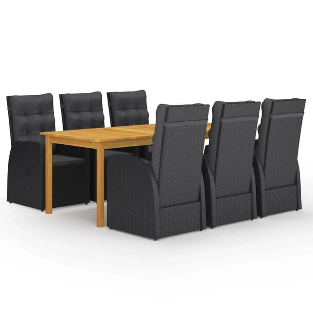 vidaXL 7-tlg Garten-Essgruppe Schwarz Modell 22