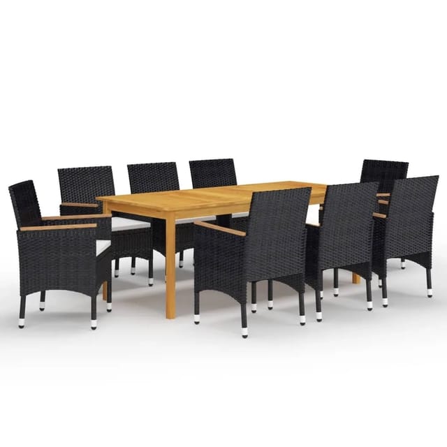 vidaXL 9-tlg Garten-Essgruppe Schwarz Modell 4