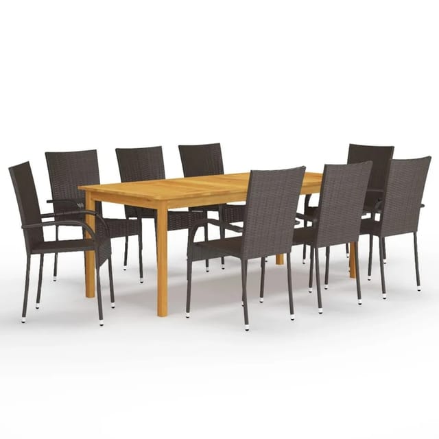 vidaXL 9-tlg Garten-Essgruppe Braun Modell 2