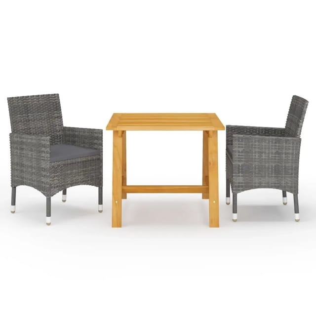 vidaXL 3-tlg Garten-Essgruppe Grau Modell 8